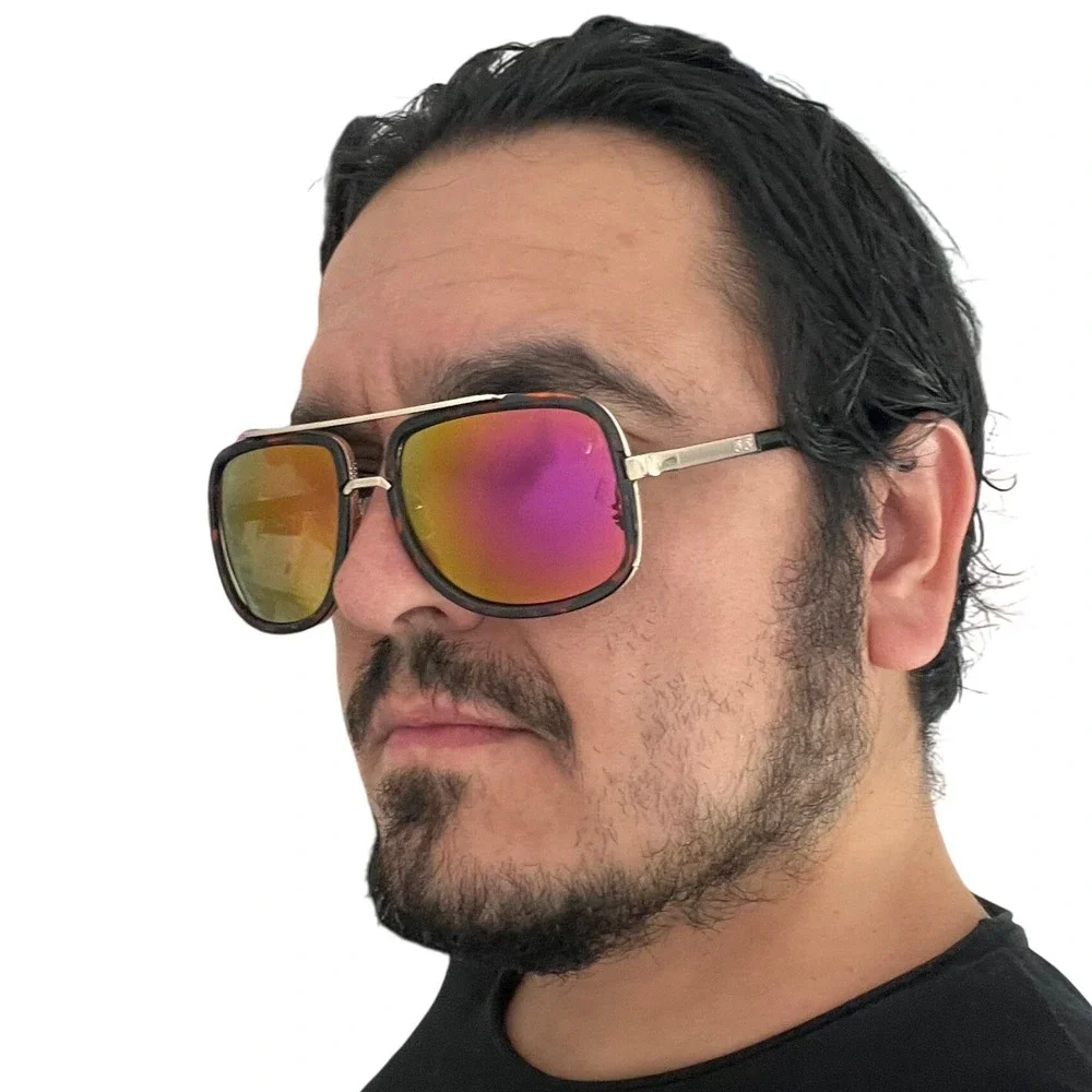 Aviator Sunglasses Gold Frame Tortoise Shell Red Mirrored Lens Lentes‎ Gafas New
